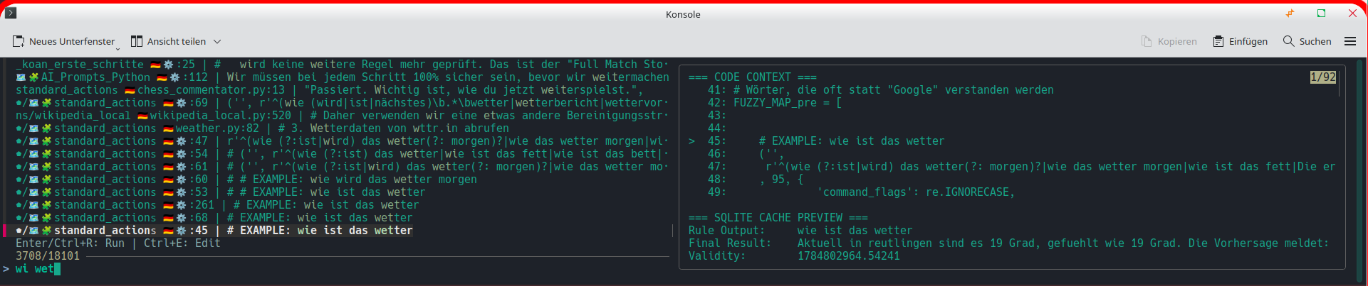 Interactive Rule Search Console